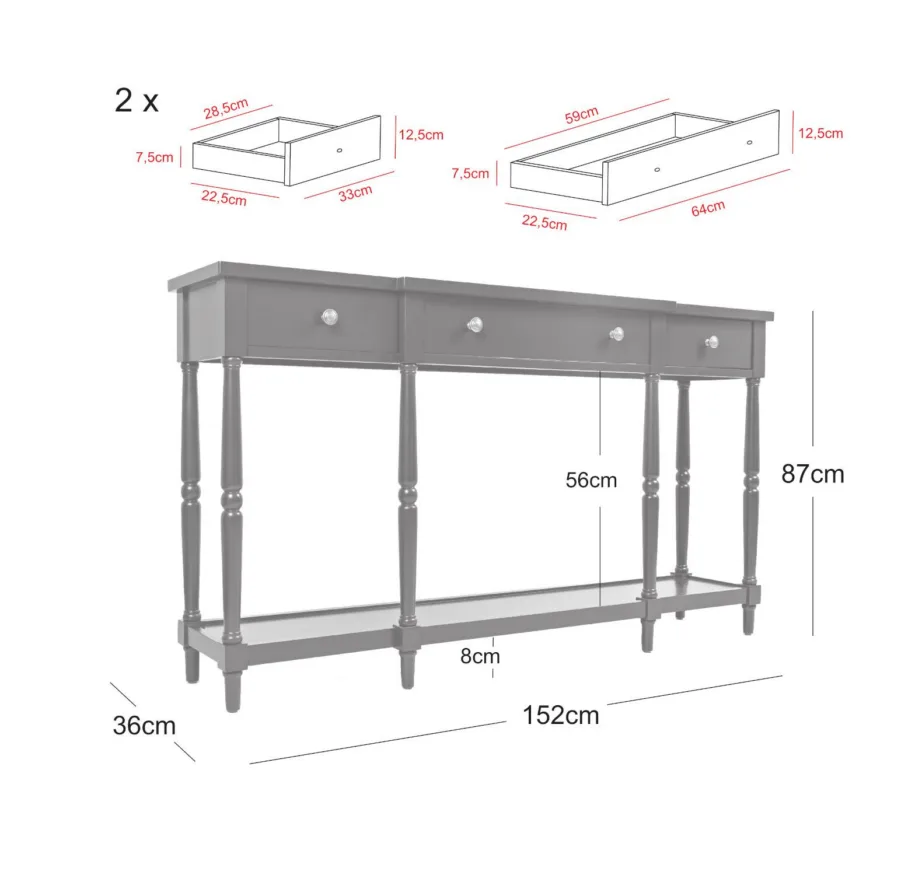 Antiikvalge konsoollaud Avola AV1630-60, kummipuidust – 9