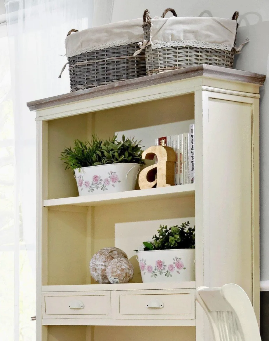 Beež raamaturiiul Rimini RI02, lehtpuu puidust – 5