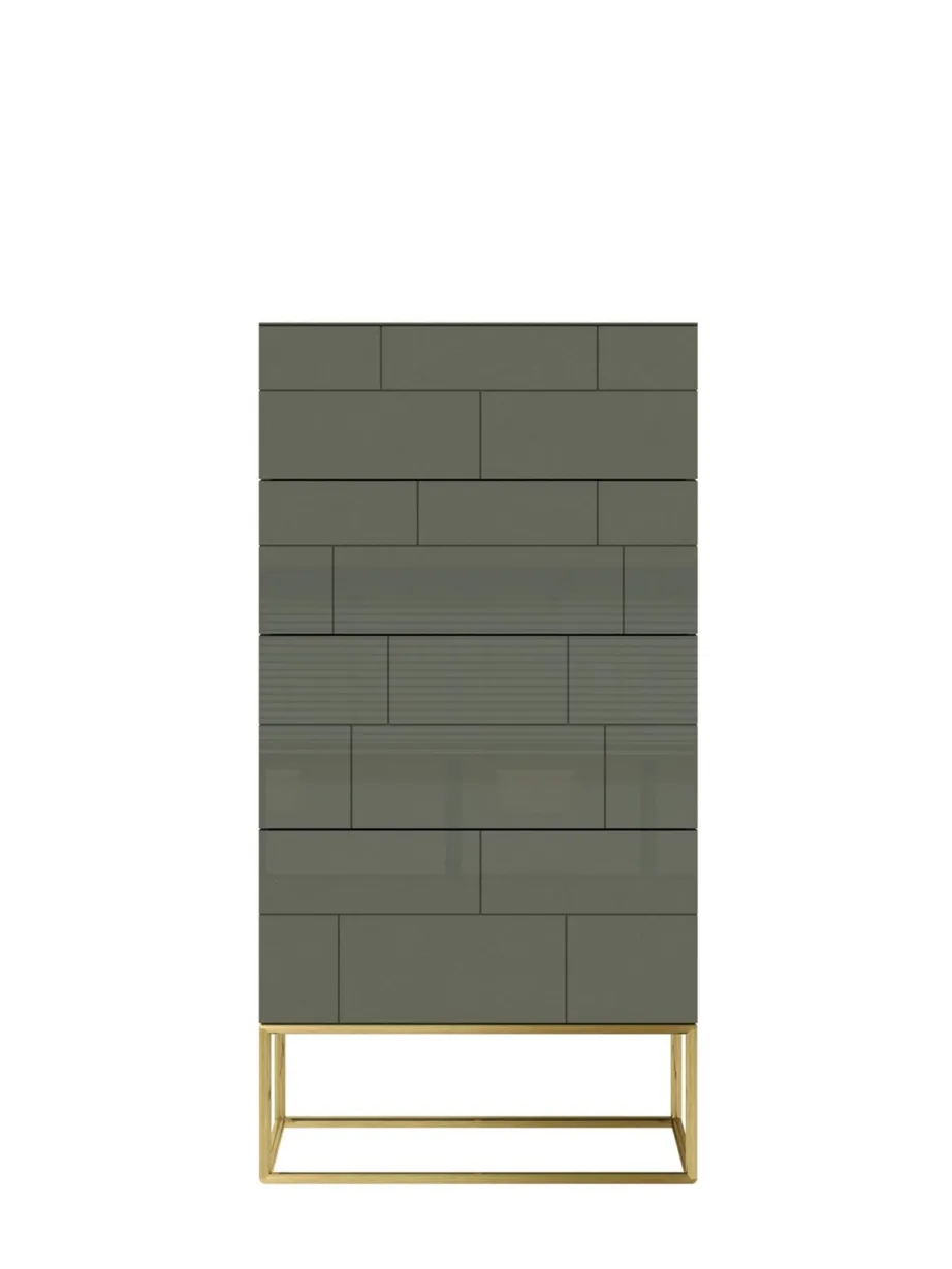 Roheline kõrge kapp Rose Hill RH03, kõrgläikega MDF – 2