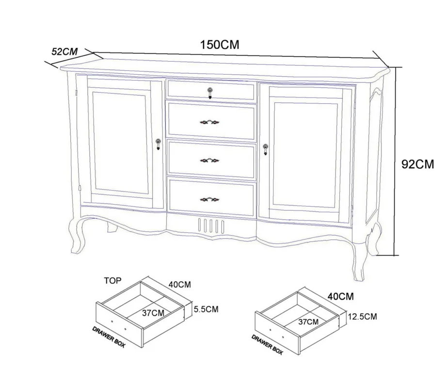 Elevandiluu värvi kummut Verona VE803, kasepuidust – 3