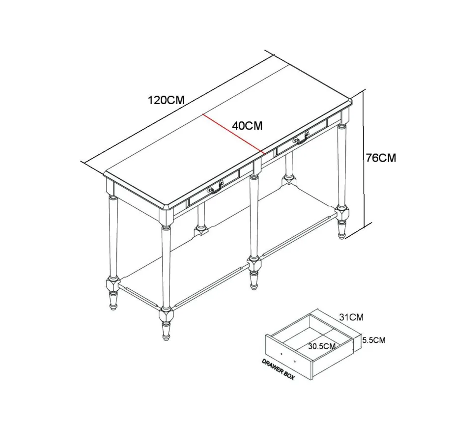 Elevandiluu värvi konsoollaud Limena LI830, kummipuidust – 5