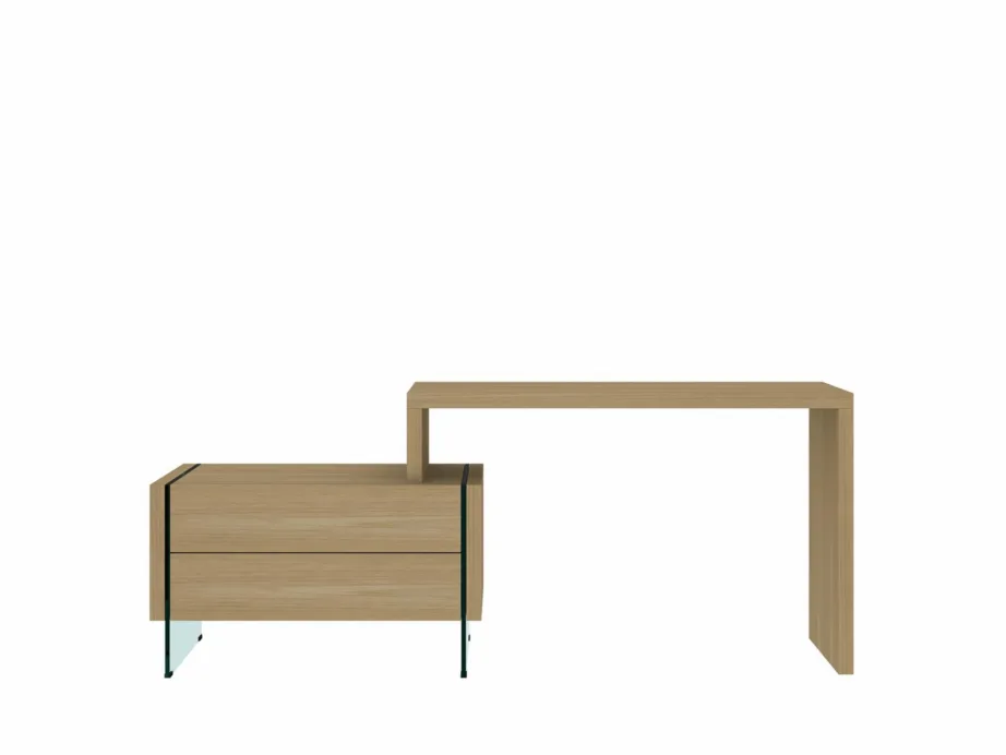 Helepruun kirjutuslaud Soho SH15, tammevineer, MDF, karastatud klaas – 2