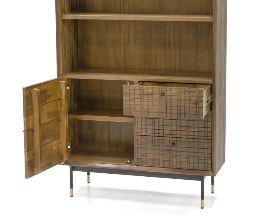 Helepruun raamaturiiul Maze MAZL02, akaatsiapuidust – 7