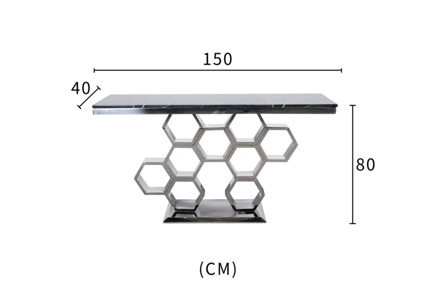 Must konsoollaud Modig M19S, roostevabast terasest alus, sünteetiline marmor – 7