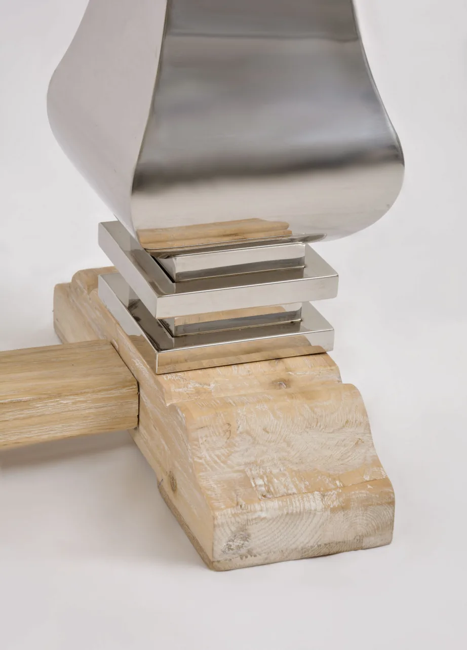 Hõbe konsoollaud Glamour GL1527, taaskasutatud tammepuidust – 6