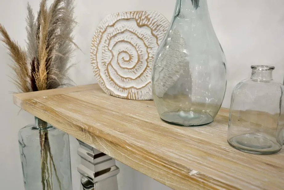 Hõbe konsoollaud Glamour GL1527, taaskasutatud tammepuidust – 18