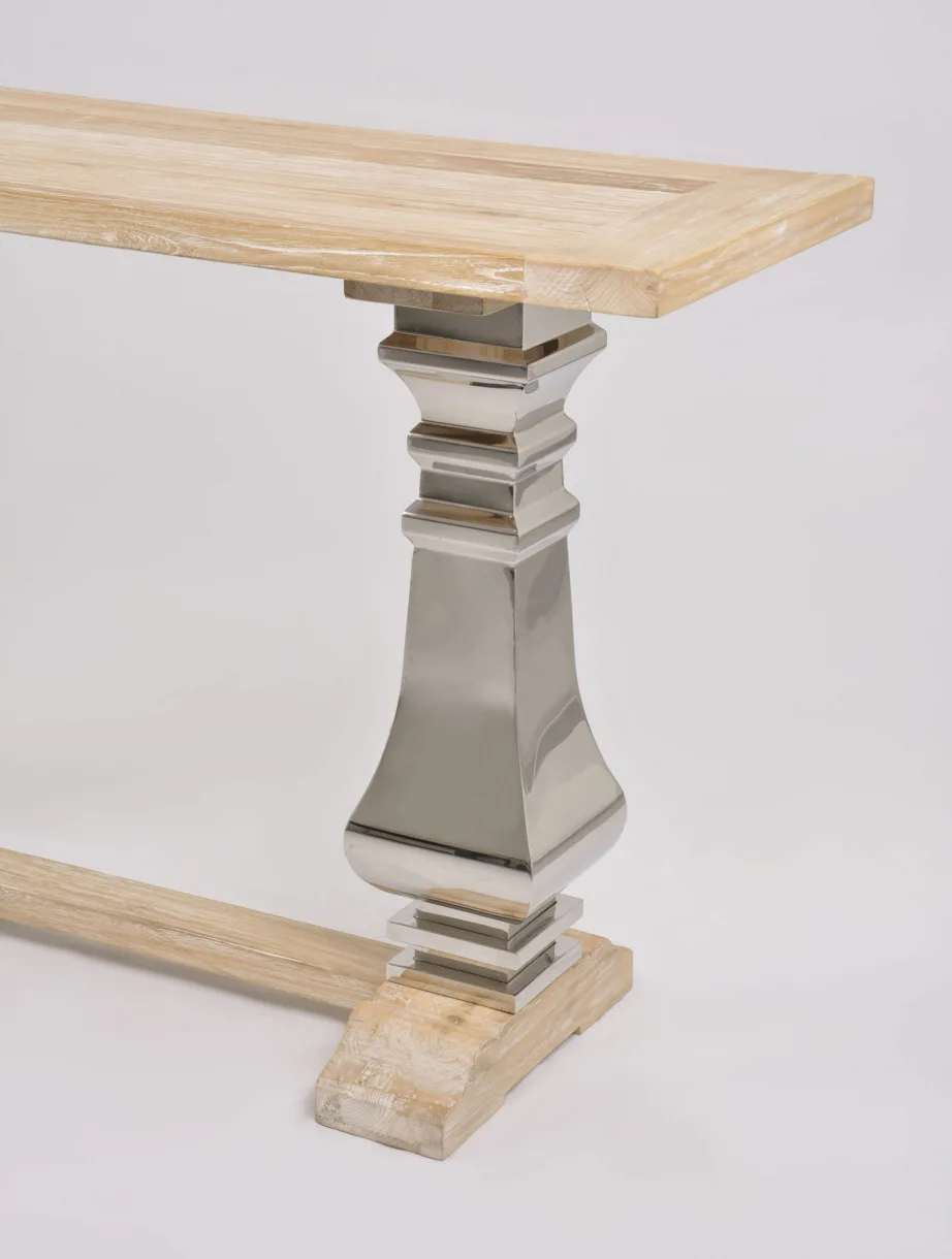 Hõbe konsoollaud Glamour GL1527, taaskasutatud tammepuidust – 3