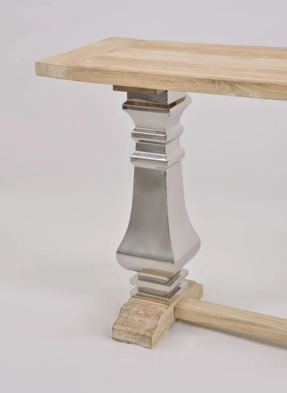 Hõbe konsoollaud Glamour GL1527, taaskasutatud tammepuidust – 4