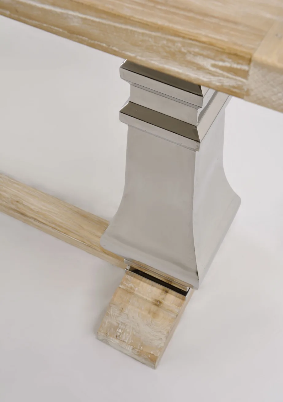 Hõbe konsoollaud Glamour GL1527, taaskasutatud tammepuidust – 5