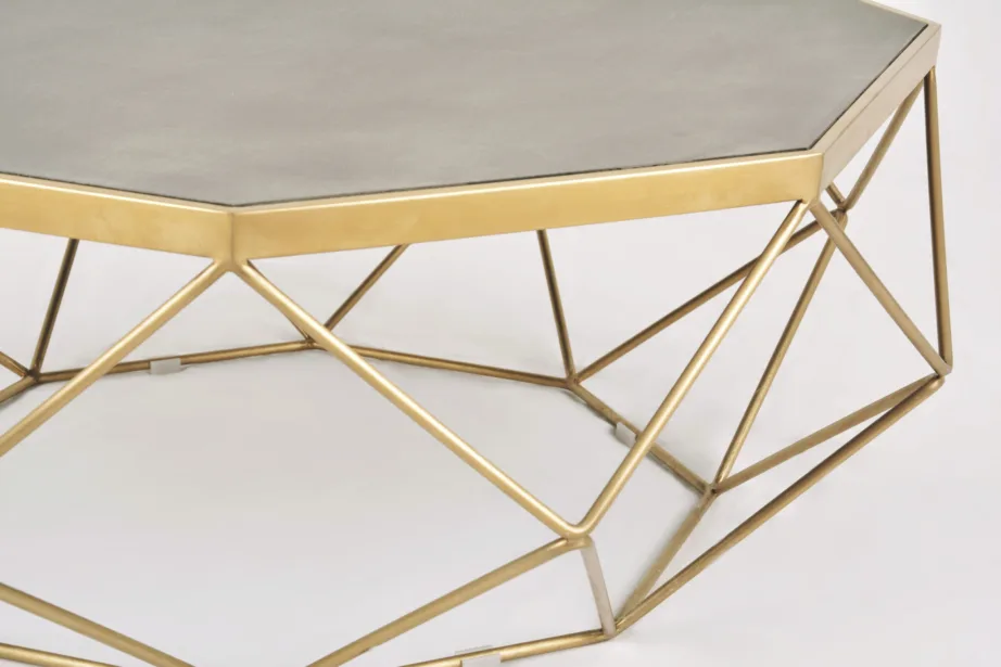 Kuldne kohvilaud Glamour GL1714, roostevaba teras, MDF – 4