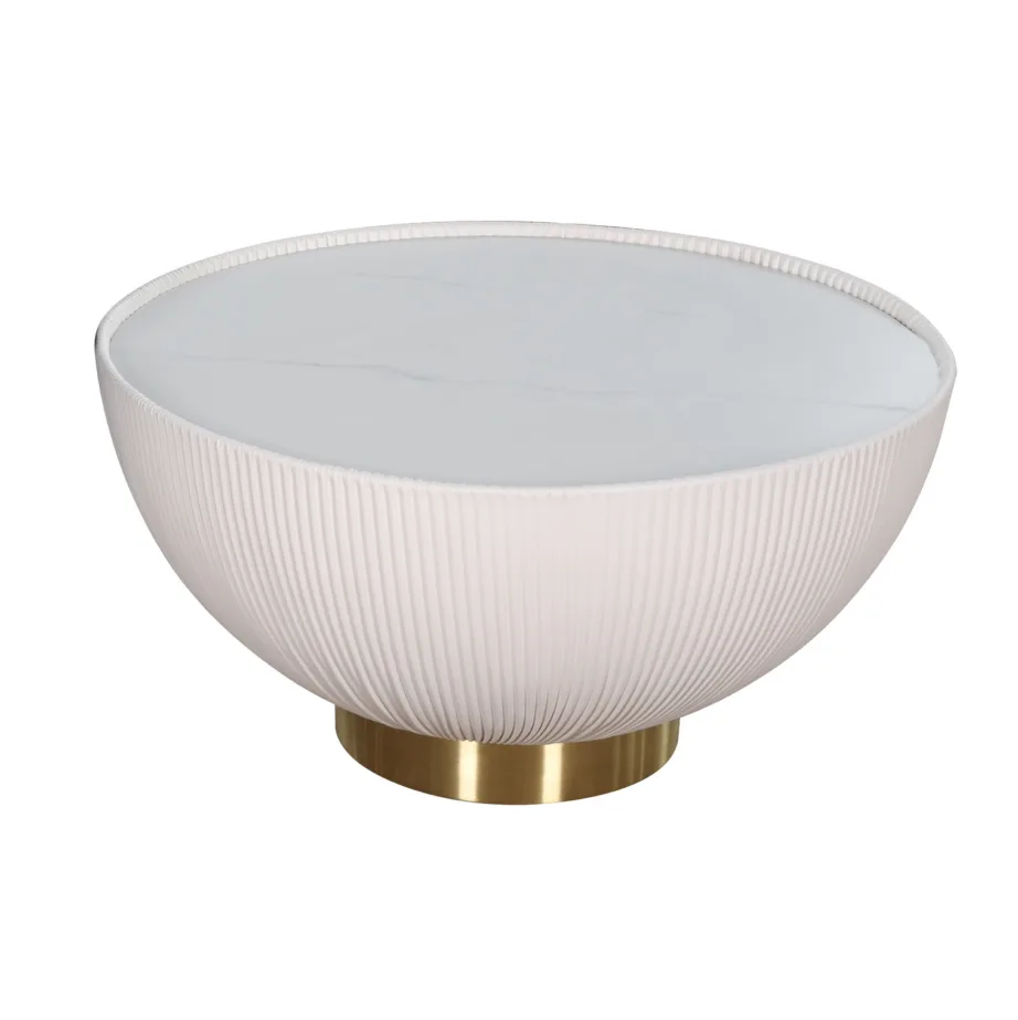 Valge kohvilaud Modig M68, roostevaba teras, nahk, kivi – 2