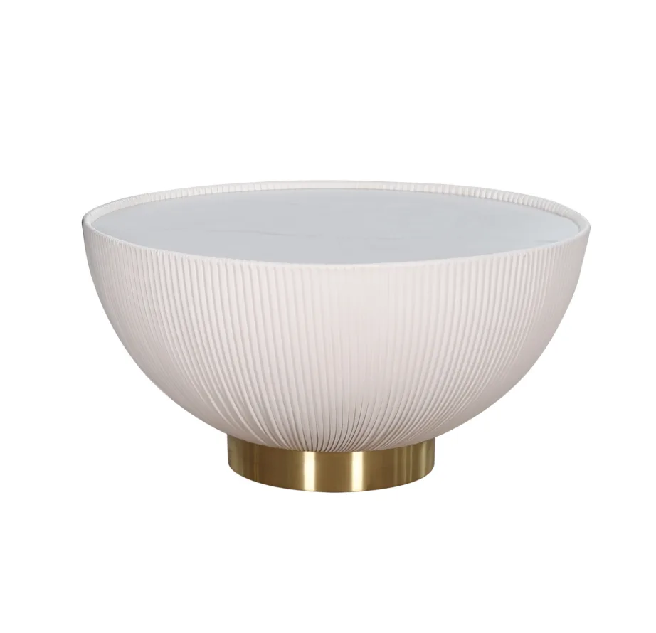 Valge kohvilaud Modig M68, roostevaba teras, nahk, kivi – 3