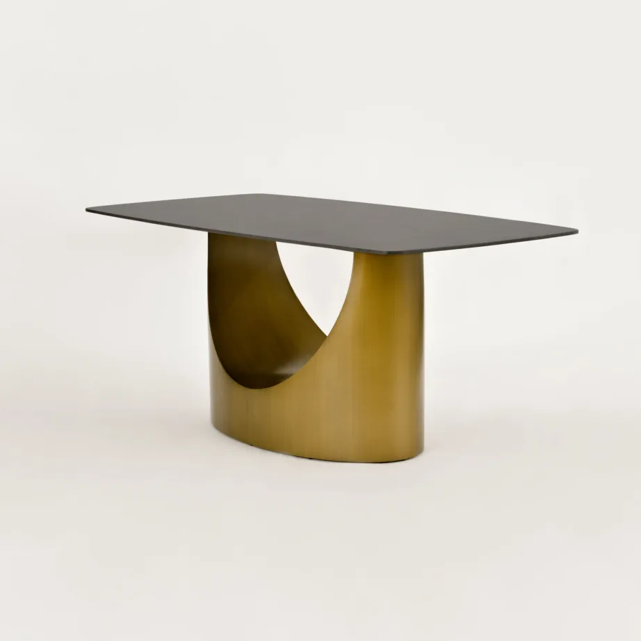 Kuldne söögilaud Modig M26, harjatud süsinikteras, sünteetiline marmor – 6