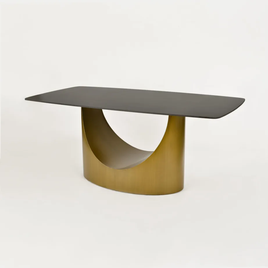 Kuldne söögilaud Modig M26, harjatud süsinikteras, sünteetiline marmor – 7
