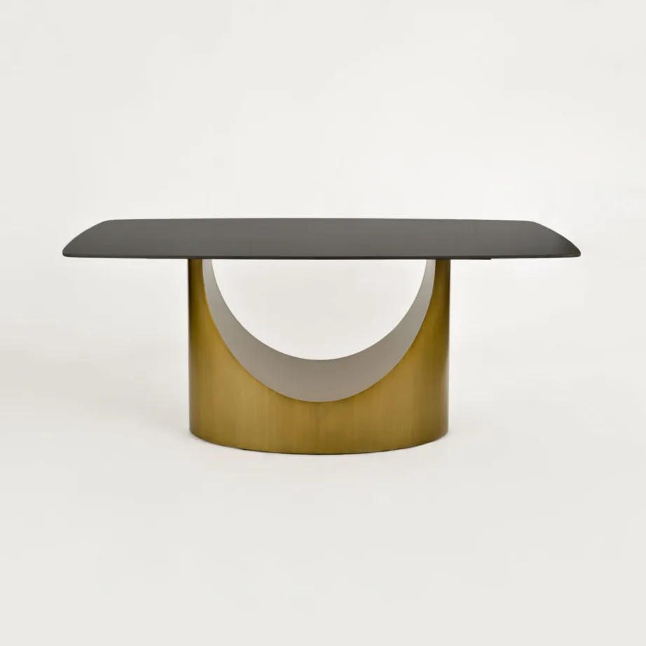 Kuldne söögilaud Modig M26, harjatud süsinikteras, sünteetiline marmor – 2