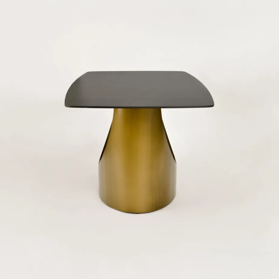 Kuldne söögilaud Modig M26, harjatud süsinikteras, sünteetiline marmor – 3