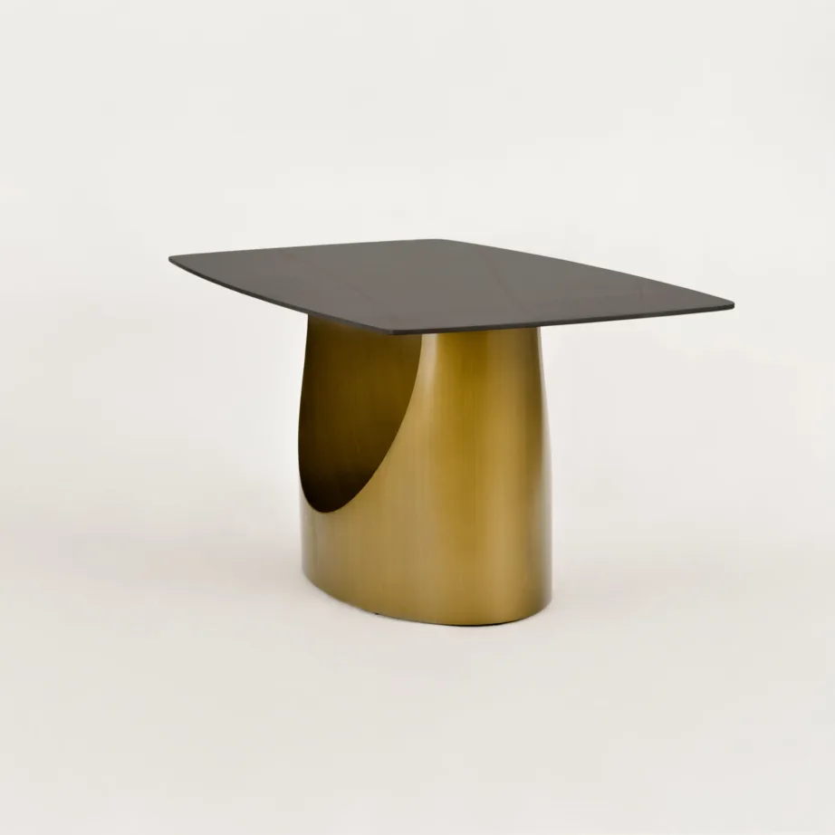 Kuldne söögilaud Modig M26, harjatud süsinikteras, sünteetiline marmor – 4