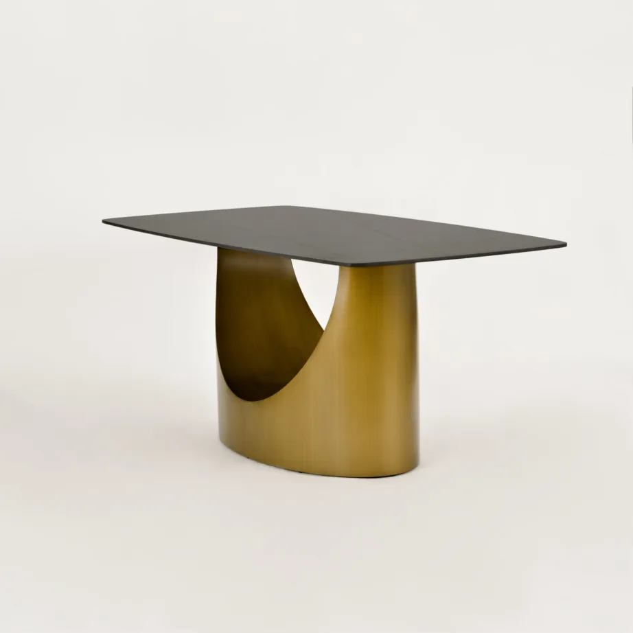 Kuldne söögilaud Modig M26, harjatud süsinikteras, sünteetiline marmor – 5