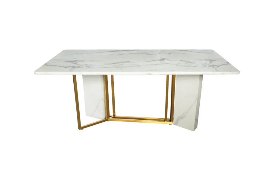 Valge söögilaud Modig M41, harjatud roostevaba teras – 2