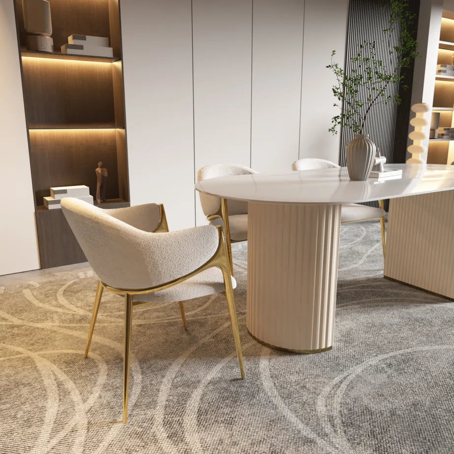 Valge söögilaud Modig M95, metall ja sünteetiline marmor – 10