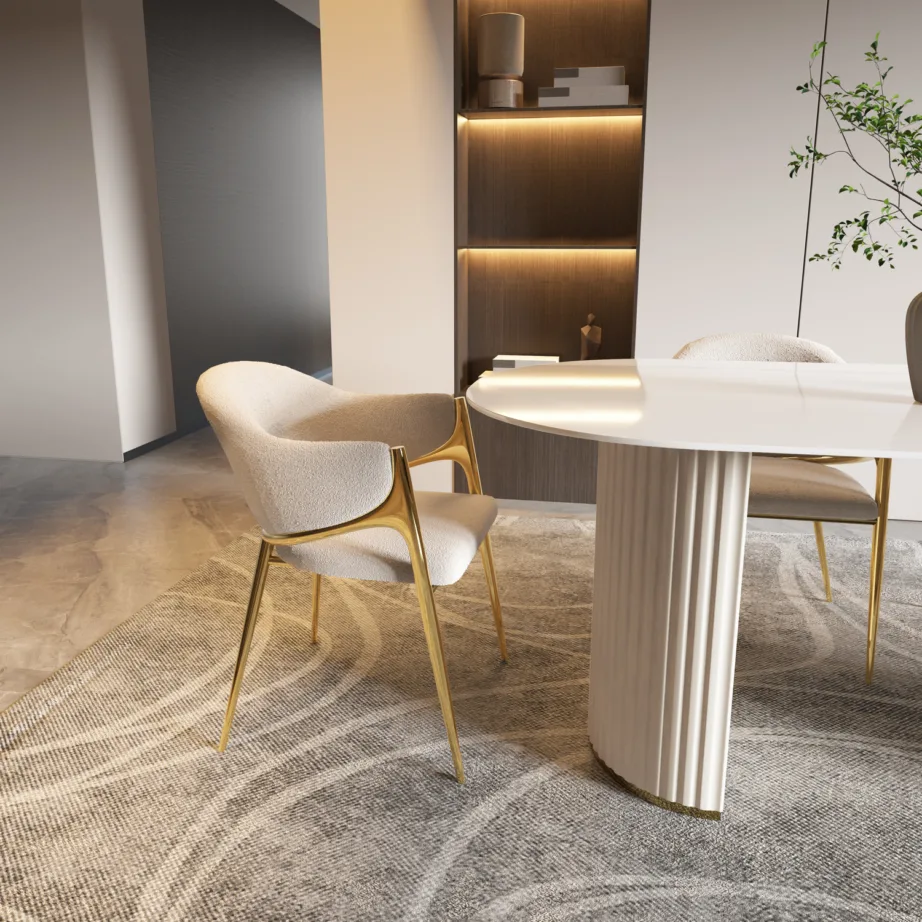 Valge söögilaud Modig M95, metall ja sünteetiline marmor – 11