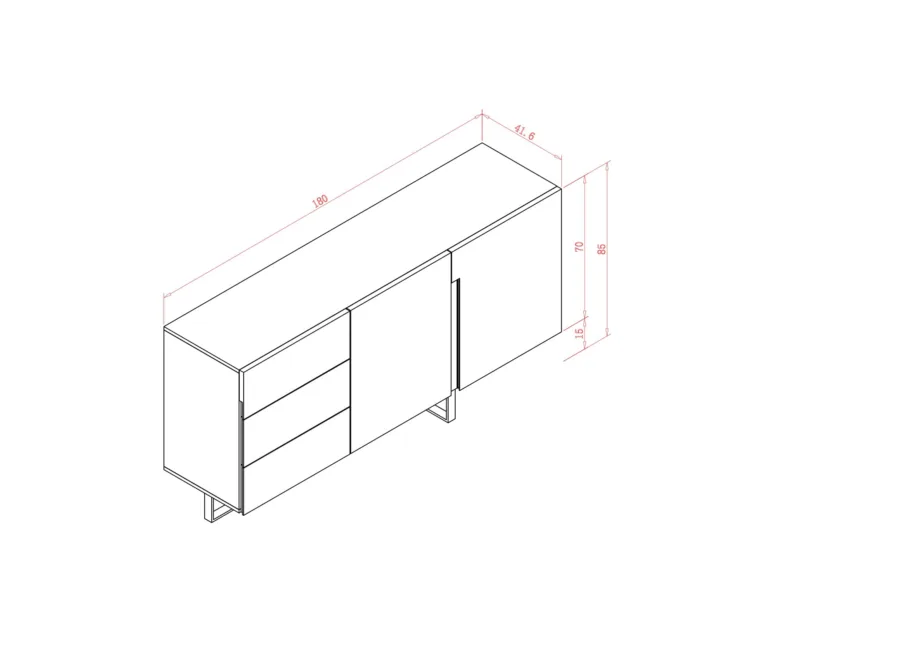 Beež kõrgläikega kummut Hudson H01, pulbervärvitud MDF – 5