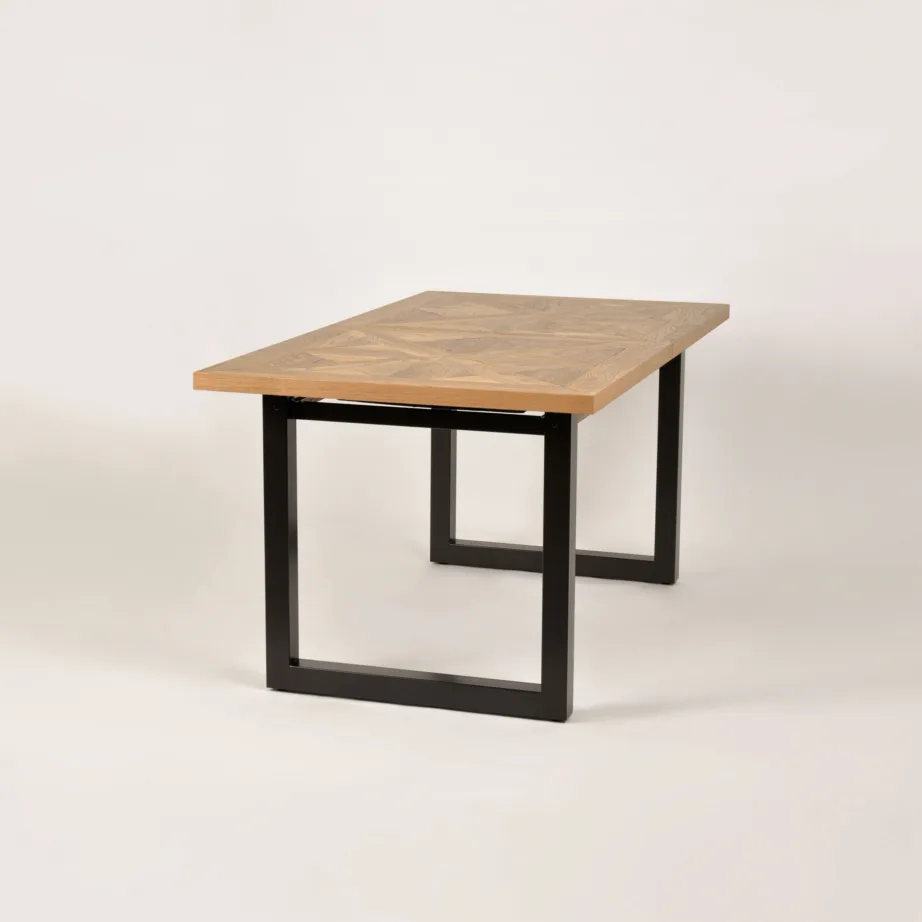 Pruun pikendatav söögilaud Indus IN01-1 158/203 cm, tammepuidust ja metallist – 6