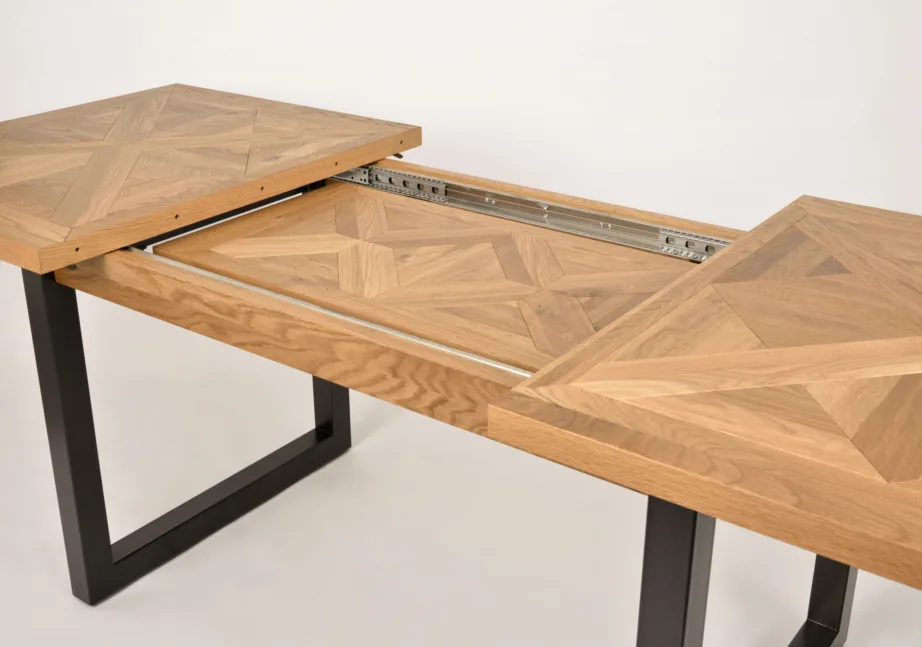 Pruun pikendatav söögilaud Indus IN01-1 158/203 cm, tammepuidust ja metallist – 7