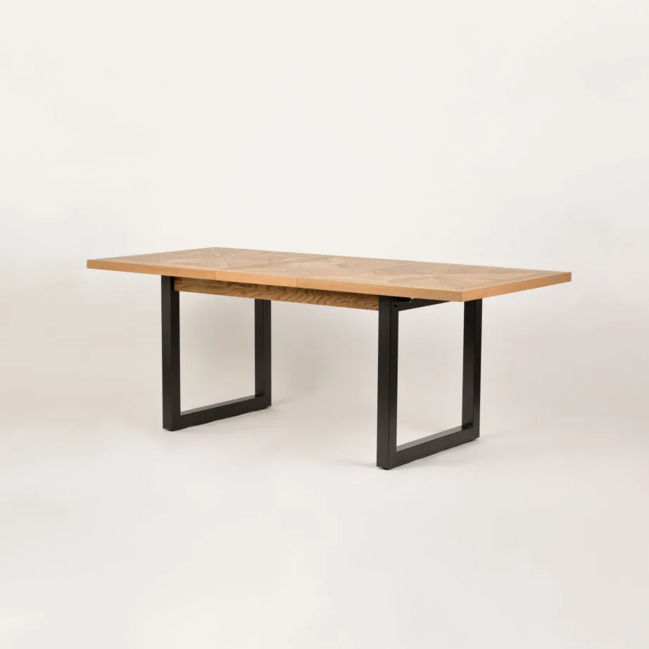 Pruun pikendatav söögilaud Indus IN01-1 158/203 cm, tammepuidust ja metallist – 2