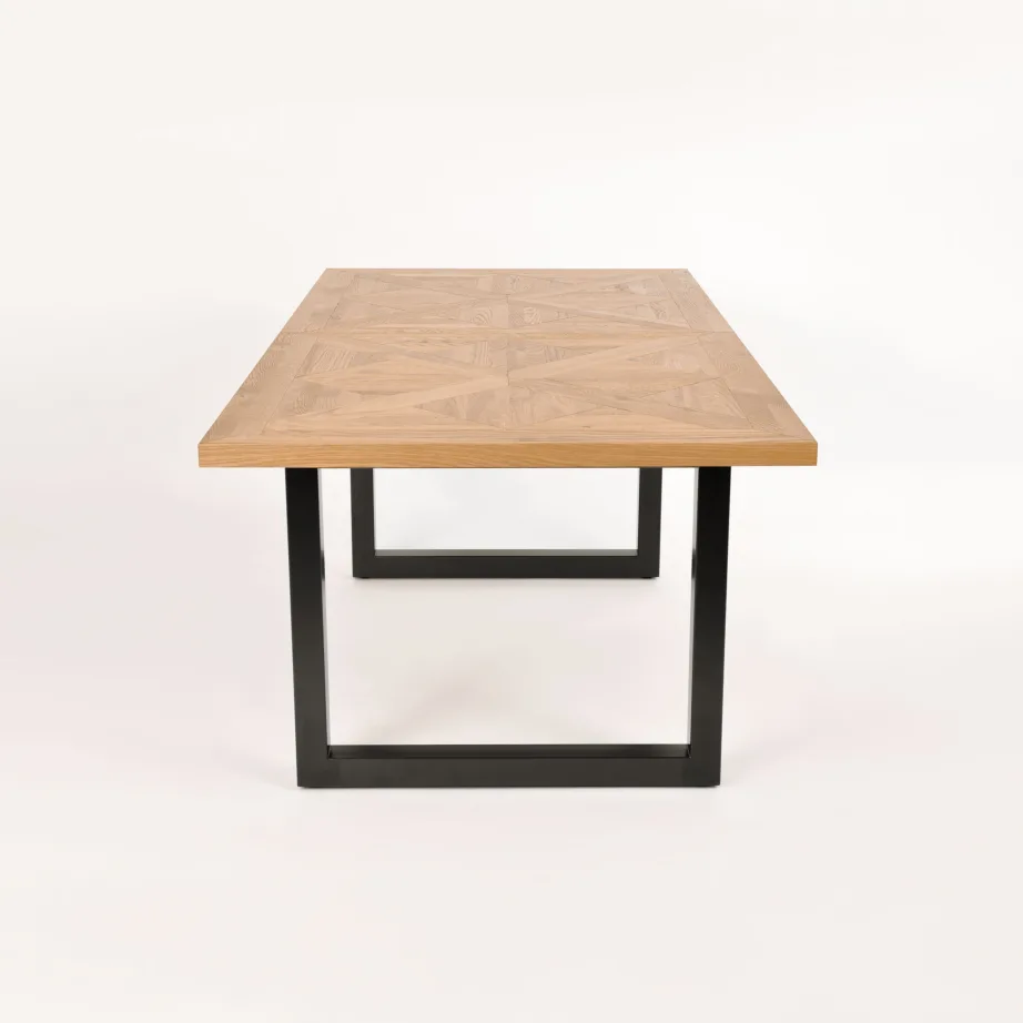 Pruun pikendatav söögilaud Indus IN01-2 190/240 cm, tammepuidust ja metallist – 7