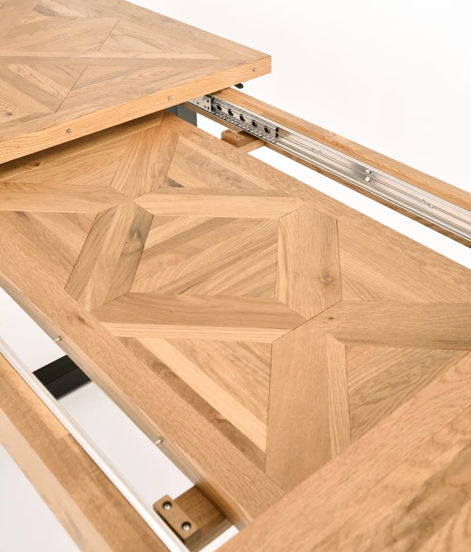 Pruun pikendatav söögilaud Indus IN01-2 190/240 cm, tammepuidust ja metallist – 10