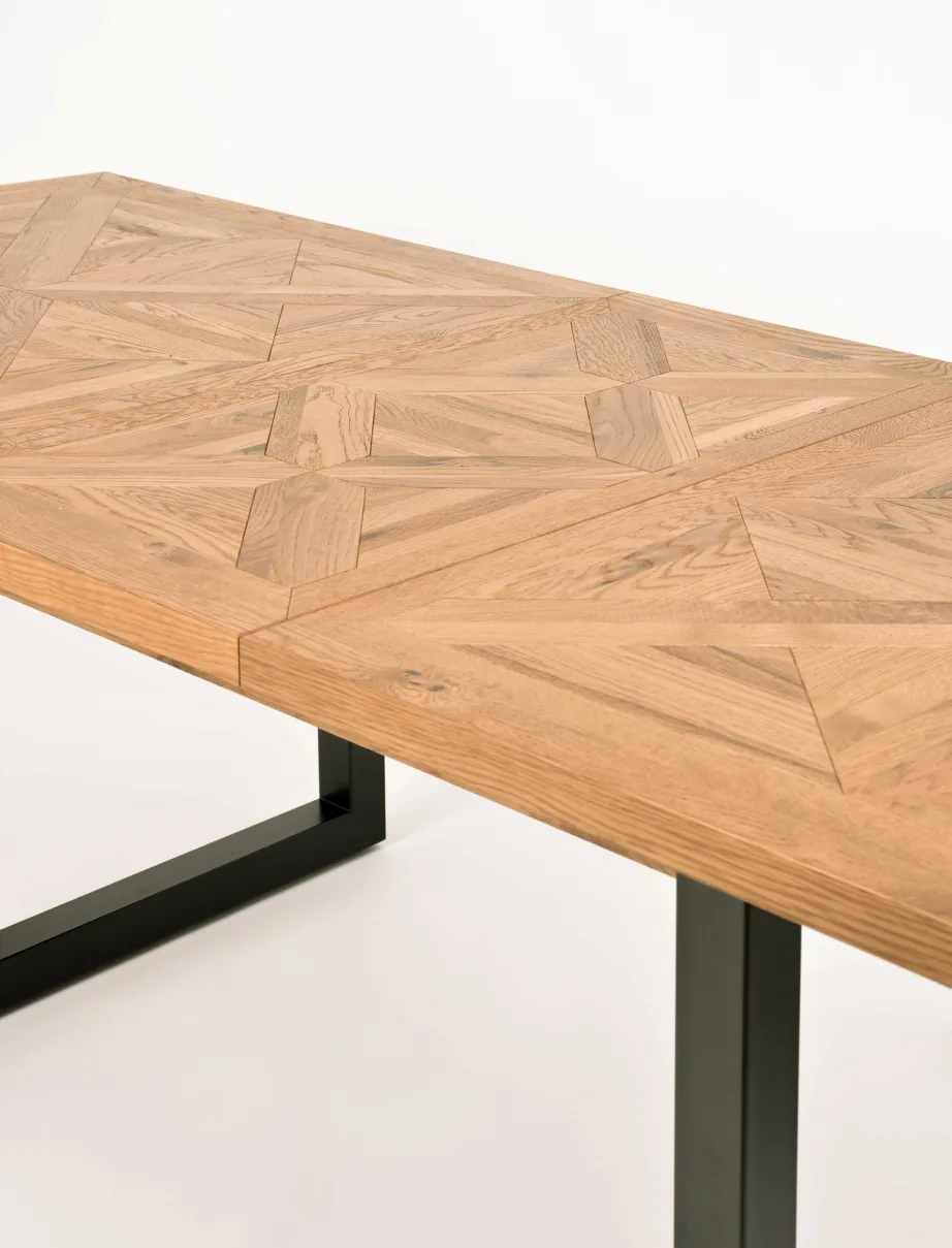 Pruun pikendatav söögilaud Indus IN01-2 190/240 cm, tammepuidust ja metallist – 11