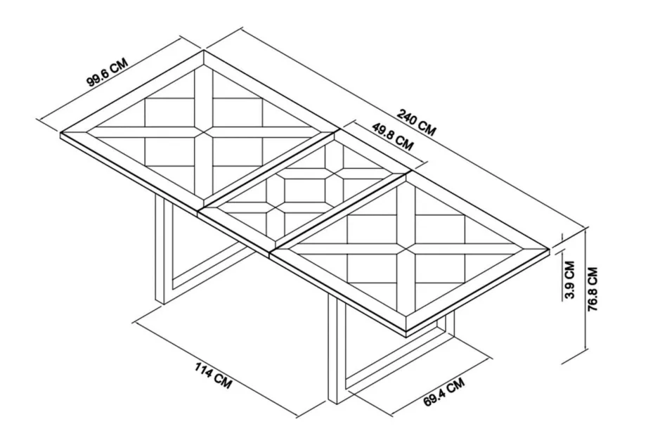 Pruun pikendatav söögilaud Indus IN01-2 190/240 cm, tammepuidust ja metallist – 18