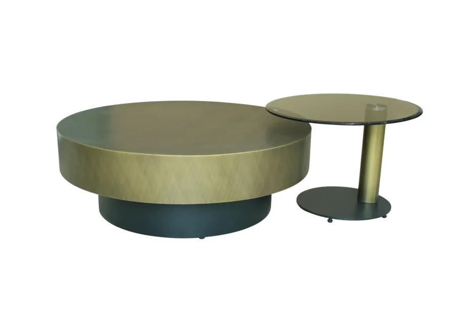 Kuldne kohvilaudade komplekt Modig M61, metallist alus, roostevaba teras ja klaas – 2