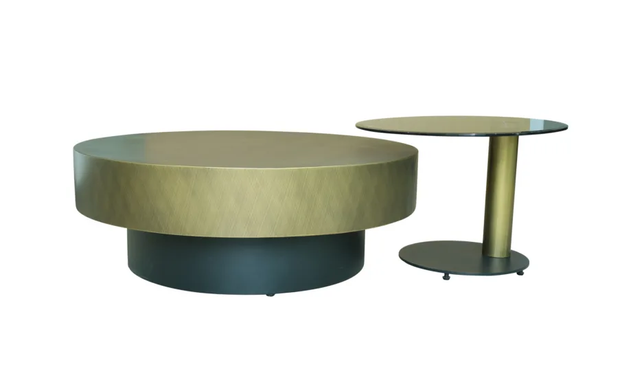 Kuldne kohvilaudade komplekt Modig M61, metallist alus, roostevaba teras ja klaas – 3