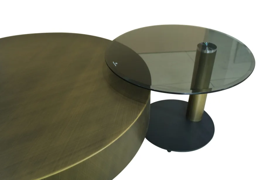 Kuldne kohvilaudade komplekt Modig M61, metallist alus, roostevaba teras ja klaas – 5