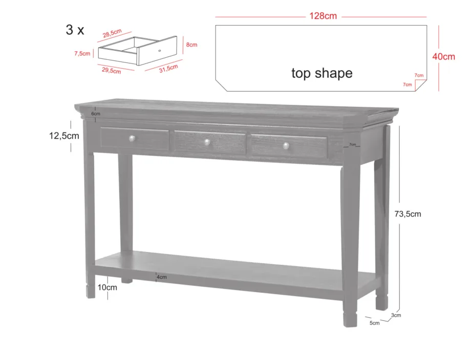 Must konsoollaud Cesena CE012, lehtpuu puidust – 11