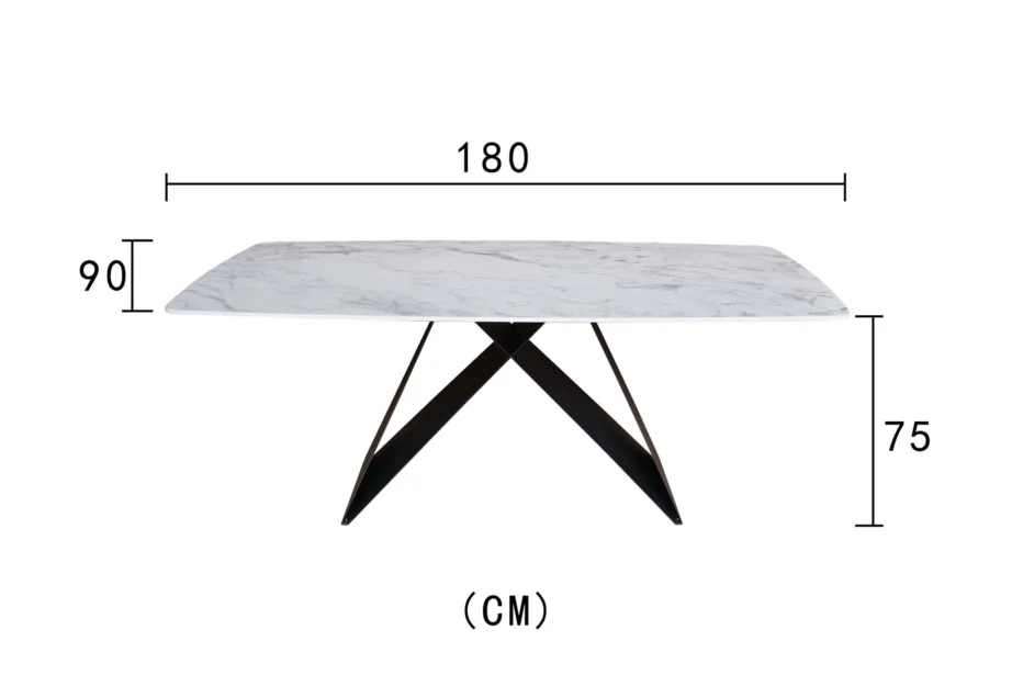 Must söögilaud Modig M10, metallist jalad, sünteetiline kivi – 5