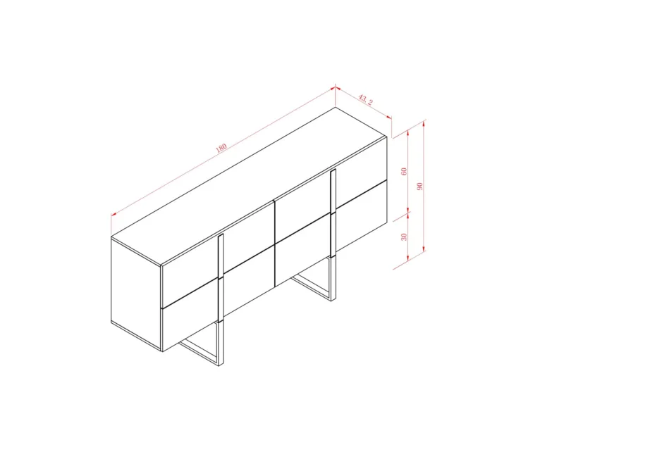Must kummut Hudson H02, tammevineer, MDF – 5