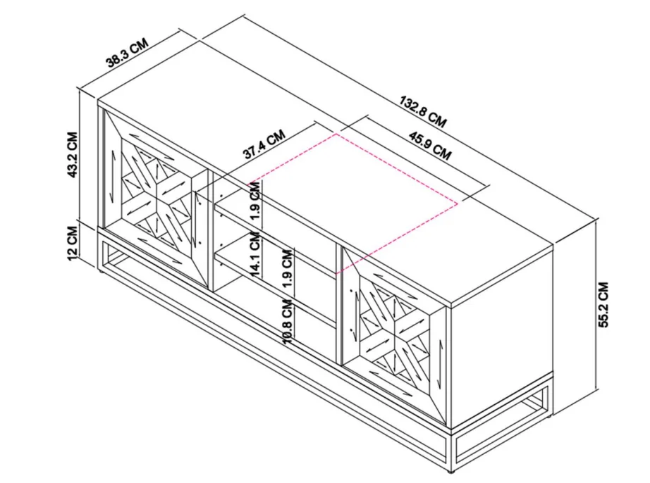 Must TV-alus Indus IN25-2, naturaalsest tammepuidust – 17