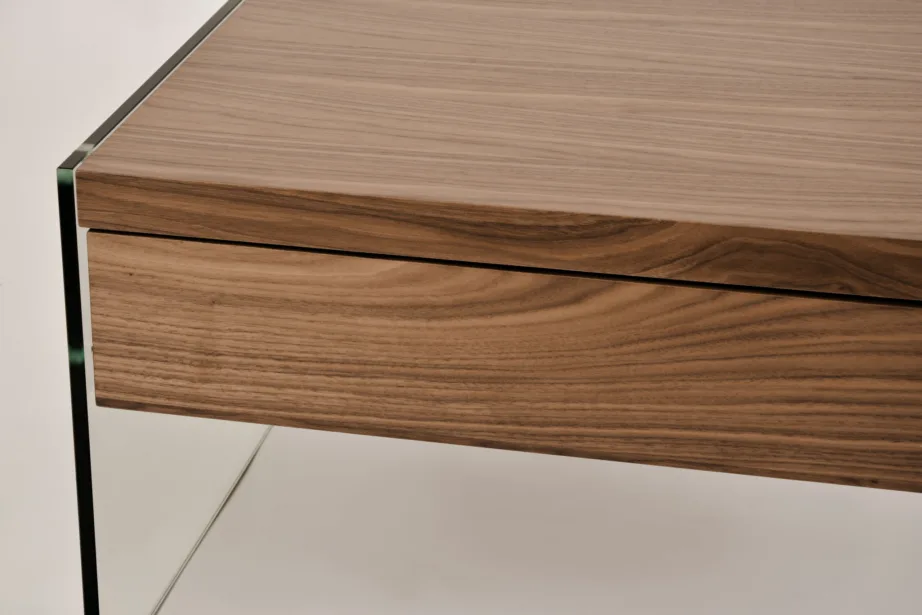 Pähklitooni külglaud Soho SH10, looduslik pähklivineer, MDF, karastatud klaasjalgadega – 7