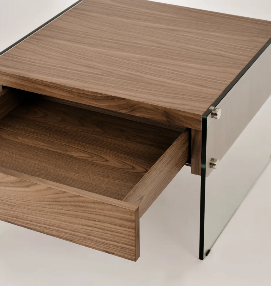 Pähklitooni külglaud Soho SH10, looduslik pähklivineer, MDF, karastatud klaasjalgadega – 8