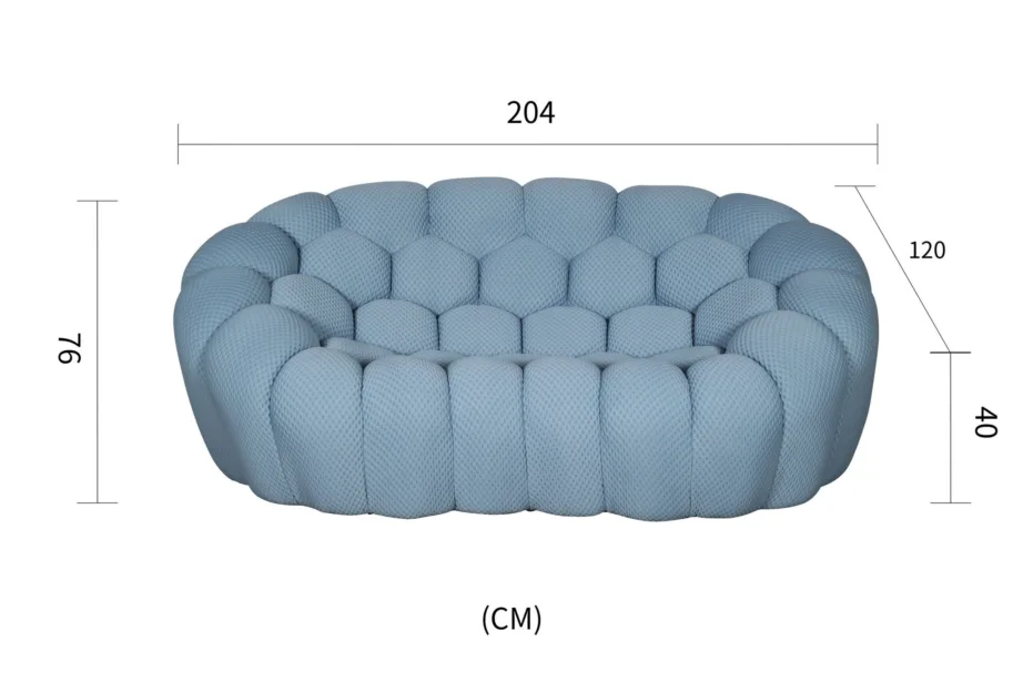 Sinihall diivan Nua N57-06,100% puuvill, puidust raam – 9