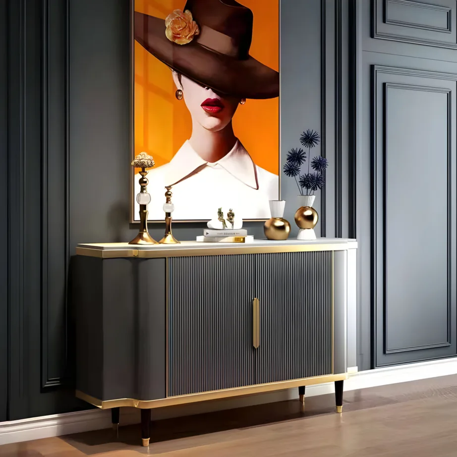 Tume grafiit kummut Stilig ST317, valge marmorist pealispind – 4