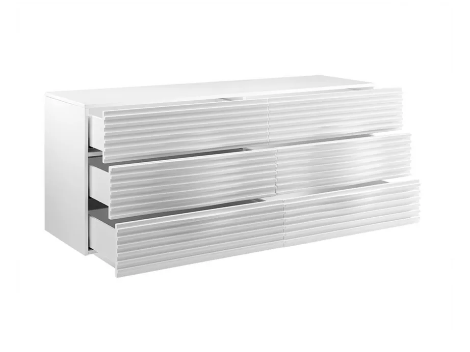 Valge kõrgläikega kummut Hudson H08, pulbervärvitud MDF – 3