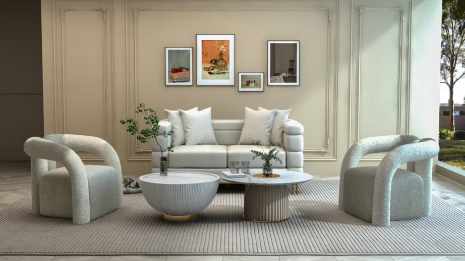 Valge diivan Nua N49-1, buklee kangast – 11