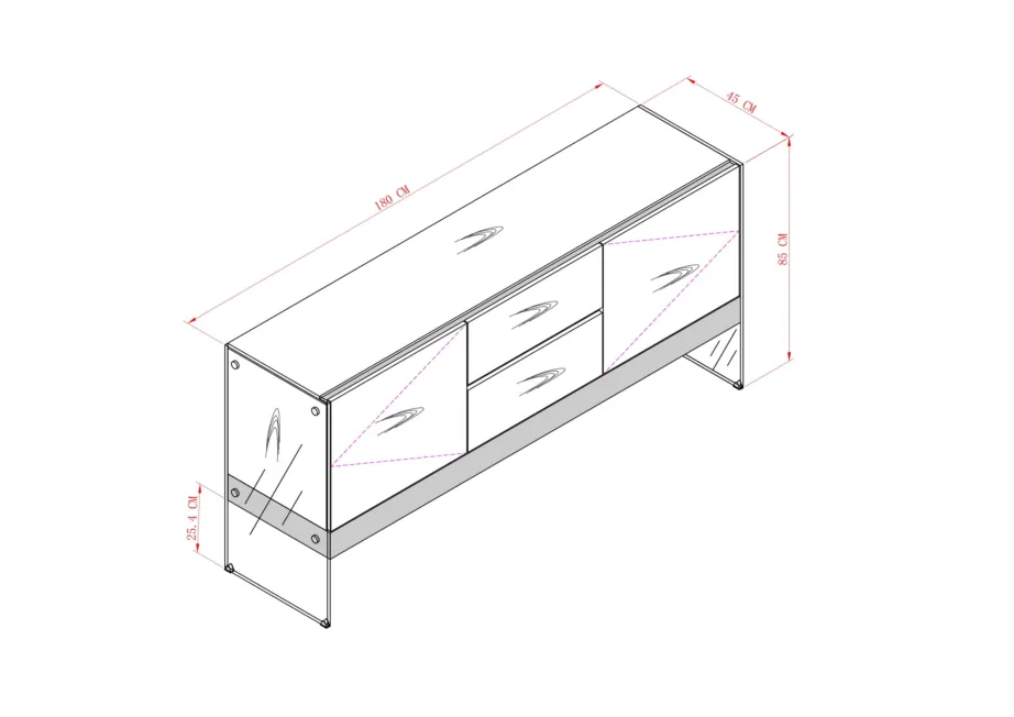 Valge kõrgläikega kummut Soho SH03, pulbervärvitud MDF – 12
