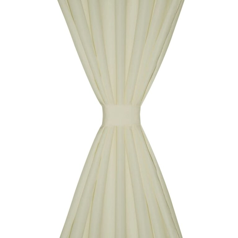 Aasadega mikrosatiinist kardinad 2 tk 140 x 245 cm kreemjasvalge