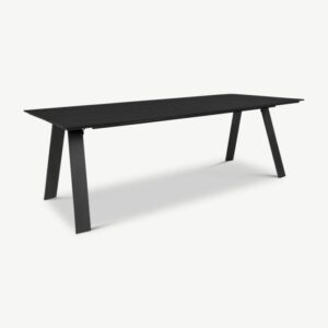 Must Terra aialaud modernse disainiga, ilmastikukindla polüetüleenist lauaplaadi ja stabiilsete metalljalgadega. Sobib kuni kuuele inimesele, ideaalne terrassile või aeda.