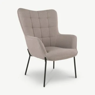 Taupe-tooni Dublin lounge-tool mustade metalljalgadega – modernne ja mugav tugitool stiilse interjööri loomiseks.
